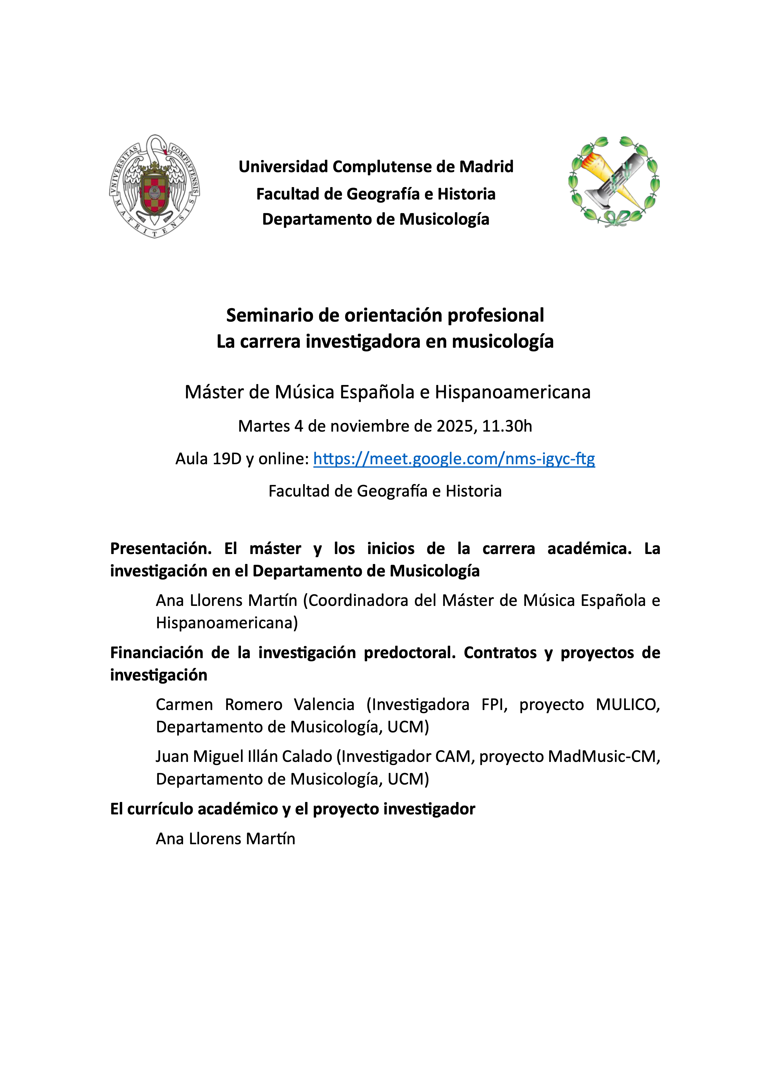Seminario de orientación profesional: inicios de la carrera investigadora
